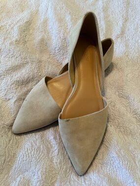 J. Crew Beige Suede Pointed D'Orsay Flats